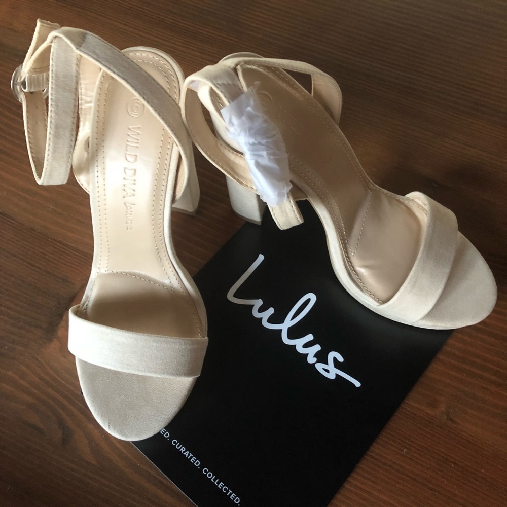 Katie Mae Natural Suede Platform Ankle Strap Heals